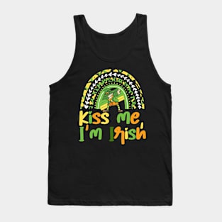 Kiss Me I'm Irish Funny  Saint Patrick Day renbow Tank Top